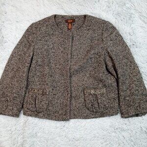 Victor Alfaro Womens Blazer Gray 12 Wool Blend Lined Pockets Jacket Coat Sparkly
